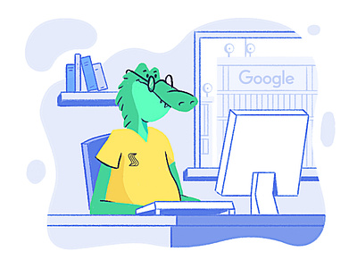 Invite Team animal app character character design computer crocodile desk illustration startup team uxui work