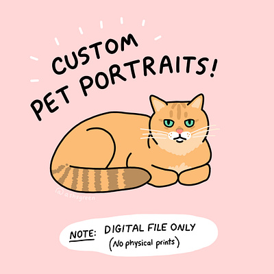 Custom Pet Portraits cat custom portrait digital drawing dog drawing etsy grumpy cat illustration pet design pet portrait photoshop