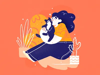 Calendar - February ❣️ animal cat character character design design drawing girl home homepage design illustration ipad palette plants procreate red woman