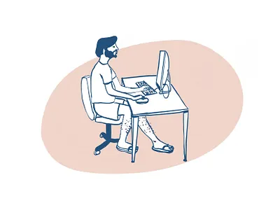 Freelancer concept design digital drawing freelance illustration line sketch working at home