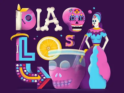 Dia de los muertos colors diadelosmuertos illustration mexico sail ho studio sho studio texture typo typography vector