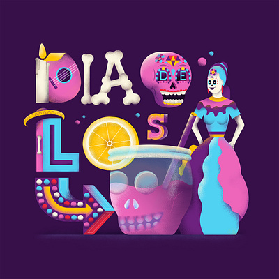 Dia de los muertos colors diadelosmuertos illustration mexico sail ho studio sho studio texture typo typography vector