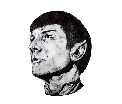 Spock (Leonard Nimoy) cross hatching dralloween halloween illustration inktober markers pens spock star trek star wars