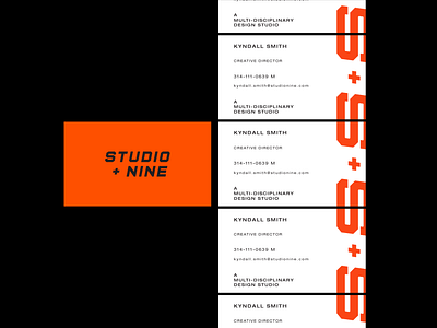 Studio + Nine Business Card 9 branding design design studio draplin icon design identity identity design logo number orange s logo streetwear studio typography