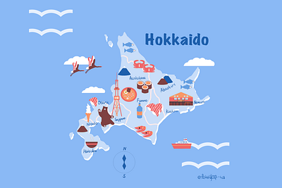 北海道地图插画 branding design flat illustration 地图插画