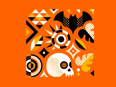 batsy batsy autumn bat fall geometric pattern halloween leaf minimal skull spooky