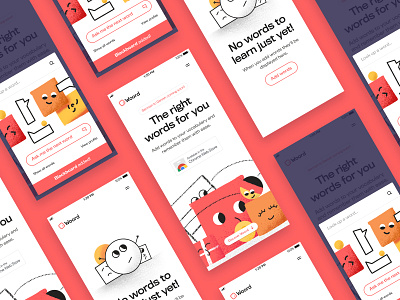 Learning words app application branding chrome design figma illustration learning red translate ui ux web website word