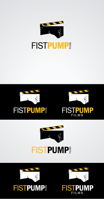 Production house logo branding cinema clapper design film fist icon illustration logo movie pump vector