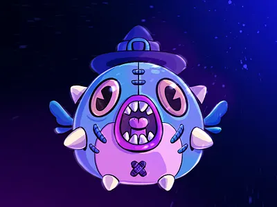 Wizzard fish characterdesign characters dark fish fishing fun globe illustration ipad nice procreate purple