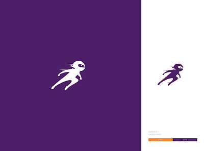 Purple Ninja design flat icon logo vector