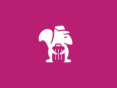 Squirrel on Vacation Logo - Negative Space brand happy happy holidays holiday logo negative space negative space logo squirrel travel trip vacation