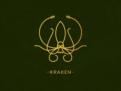 Kraken design gold icon illustration kraken logo nature nautical squid vector
