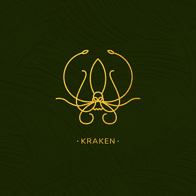 Kraken design gold icon illustration kraken logo nature nautical squid vector