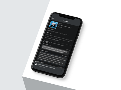 Dark UI Mobile Podcast audio blog browse dark dark mode dark theme flat ios iphone listen minimal music podcast read stream transcription ui user interface ux