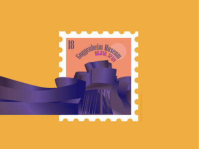 Bilbao Spain Postage bilbao deconstructivism digital art dribbbleweeklywarmup flat flat illustration graphics modern illustration postage postage stamp spain stamp design travel icons