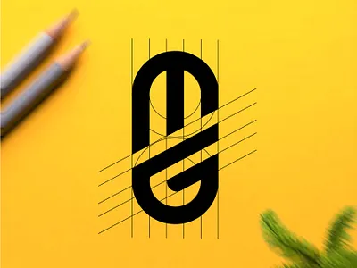 MG monogram app branding desain design ikon ilustrasi logo merek typography vektor