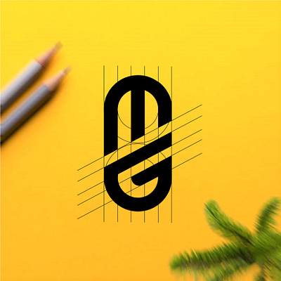 MG monogram app branding desain design ikon ilustrasi logo merek typography vektor