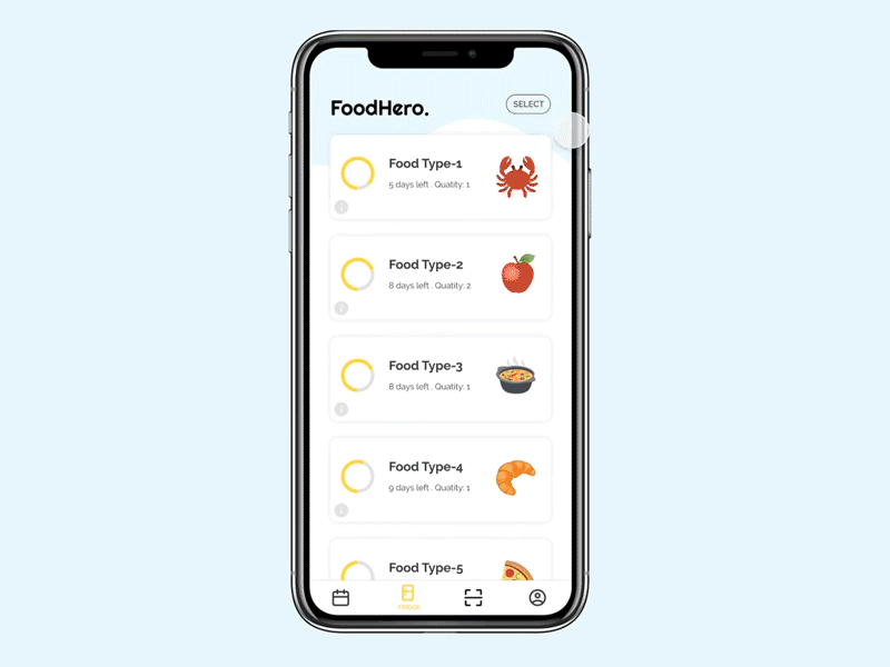 Food Hero animation app design flat food food app ui icon ui ux