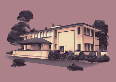 Nebraska – Harvey P. and Eliza Sutton House (1905) architecture art design franklloydwright home house illustration series