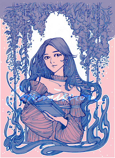 "Wisteria" characterdesign comics commission cover art cover design design illustration inking inktober inktober2019 portrait