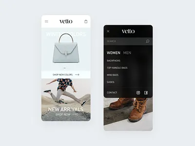 Vetto - Italian Leather - Mobile Website branding design leather mobile mobile app mobile ui shopping shopping app ui ux website website design