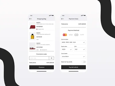 Credit Card Checkout 002 adobe xd checkout credit card checkout daily ui mobile mobile app design mobile ui shopping app shopping bag ui