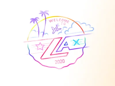 Welcome to LA X (Passport) 80s airport california design dribbbleweeklywarmup hollywood icon icon design iconography illustration los angeles neon playoff stamp sunset warmup