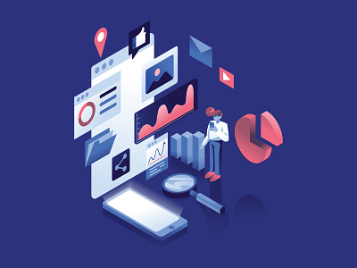 Data Analytics analytic data illustration isometric ui vector web