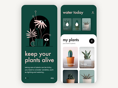 Plant Care App app clean design eye flower illustration minimal mobile mobile design onboarding plant plants simple simple shapes ui ui design