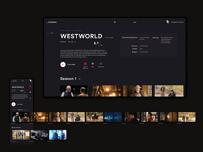 Cinema - series page black cinema dark design movie movies app serial serials ui ux