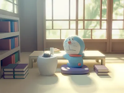 Doraemon anime b3d blender cartoon doraemon illustration lighting render
