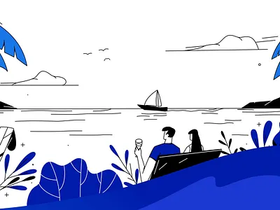 Illustration for a Travel Reward Credit Card Service Website animated illustration animation art bank finance character design chill clean credit card drawing flat homepage illustration illustration micro animation minimal motion sea simple travel vector zajno