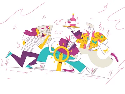 Pirates 2d 2d character art celebration design hurry illustration illustrator party preparation storm vector website wine