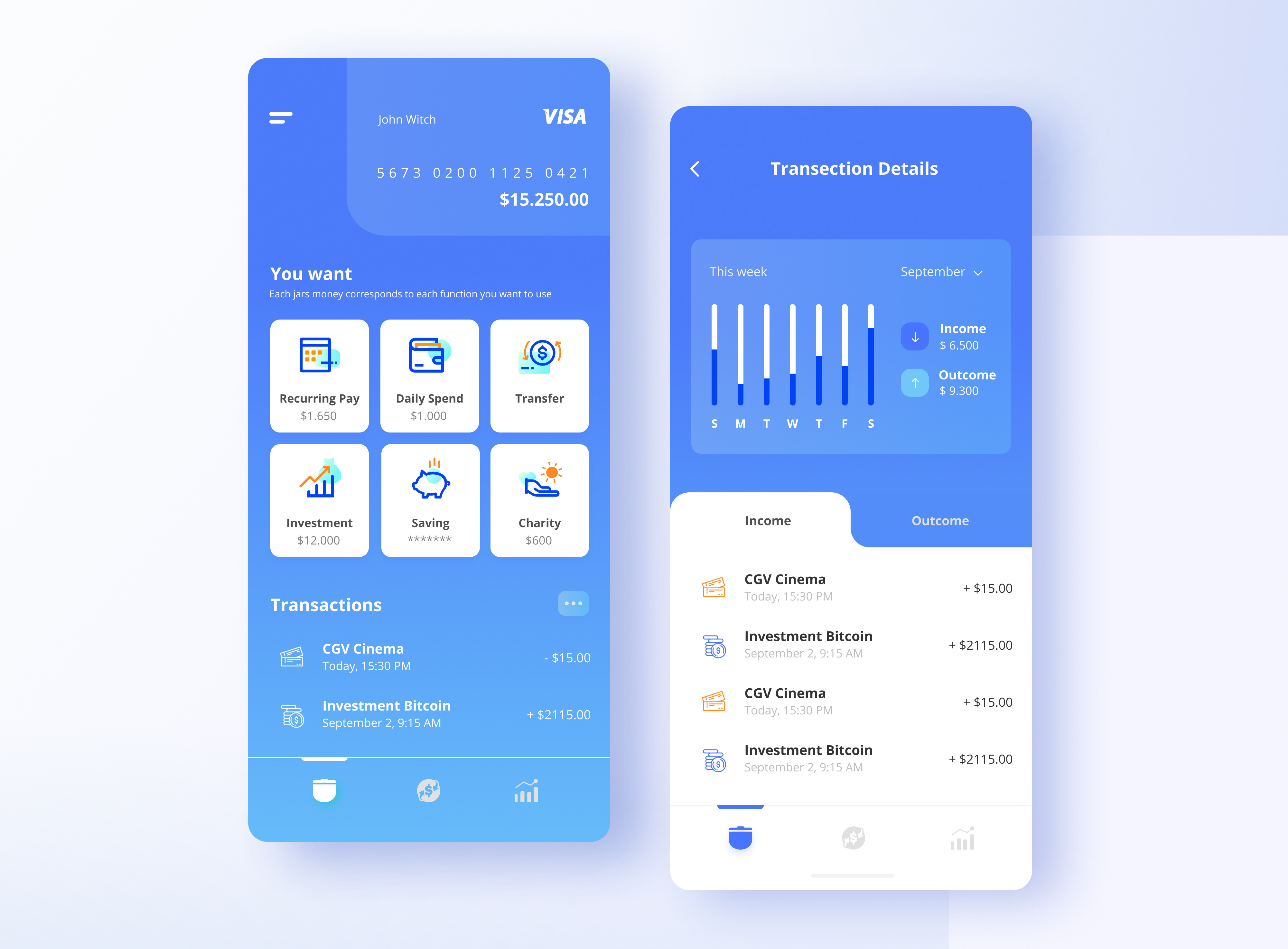 Example of Usalbank - Mobile Banking combined with Digital Wallet