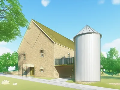 Venue 1883 3d 3d modeling art barn house creative direction design effects illustration lumion model render silo sketch sketchup sky stone visualization watercolor wedding venue wood