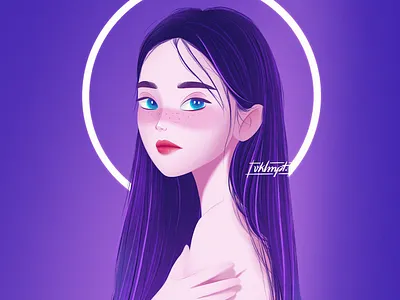 🌙 art aurora character cute dark drawings girl girl character illustration ipadpro moon procreate