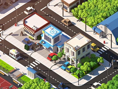 Low Poly City Pack V2 3d 3dsmax building cartoon city isometric lowpoly poly art polygon art polygonal