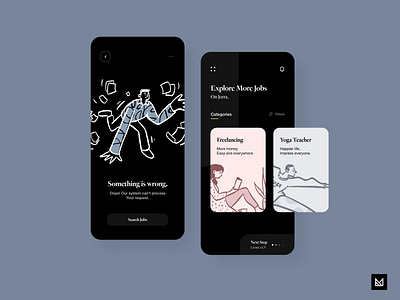 Job Finder - Black activity app design em idea illustration job job board minimal ui ux