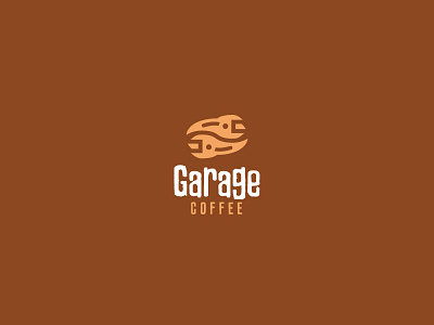 Garage Coffee Logo branding cafe cafe logo coffee coffee bean coffee cup coffee shop coffeeshop for sale garage logo logo design logomark logos machine restaurant restaurant branding restaurant logo roastery wrench