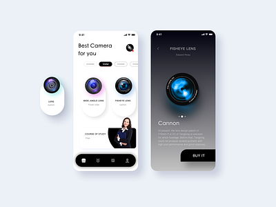 camera shop app app black branding camera app cannon cart dark design nice shop slr typography ui