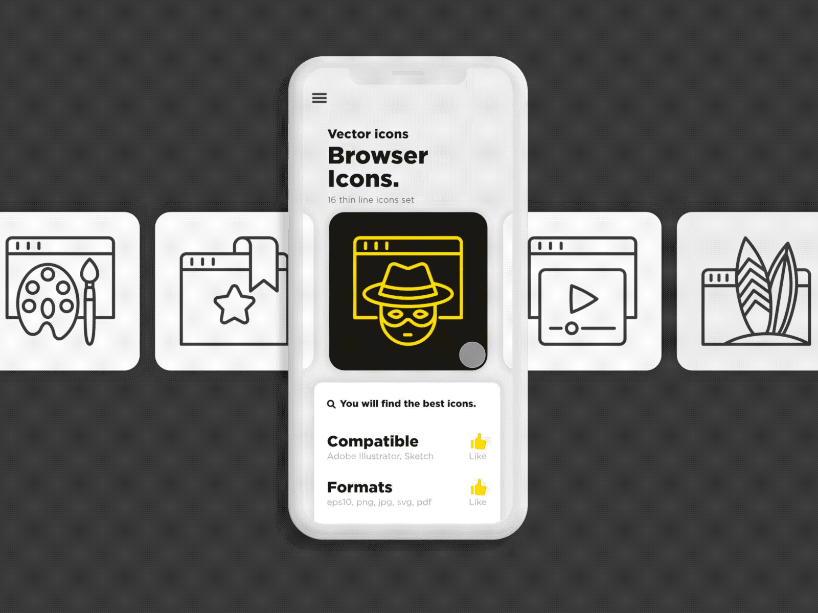 Browser | 16 Thin Line Icons Set ad add ons adobe xd adobexd animation animation 2d app blocking browse browser computer faster icon interface manager page password private web website