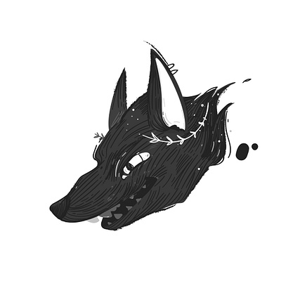 Magic wolf. Design for sticker or print for t-shirt black dark evil fangs fashion fear freak goth graphics grin illustration occult pensil stiker streetart style vector wolf youth