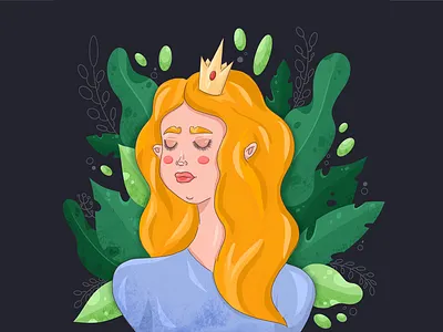 Princess Nesmeyana crown cute ginger girl plants pretty princess print woman