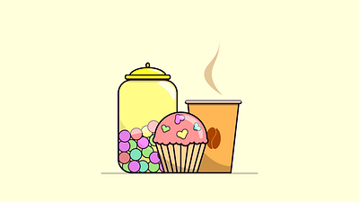 SweetS cake candy coffee design illustration vector