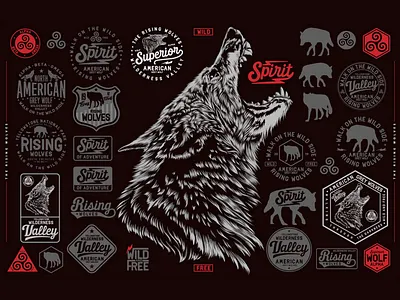 ALPHA BETA OMEGA animal logo badge logo creative market design element drawings emblem emblem design emblem logo graphic design graphic elements illustration logo typographic typography vector vector art vector illustration wildlife wolf wolves