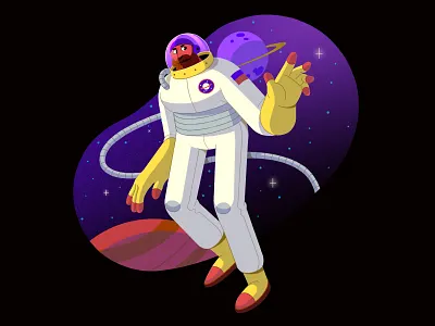 Final Frontier astronaut character design drawing galaxy gradient graphic illustration portal space texture vector