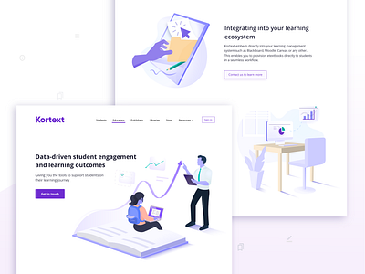 Kortext website UI - Educators analytics ebooks educator illustration institution landingpage lecturer ui uidesign university ux website website design