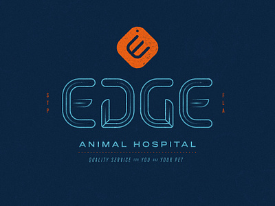 Edge Animal Hospital animals badge badge logo blue branding branding design cat dog icon lockup logomark logotype orange pet vet veterinarian