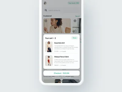 Cart Bottom Sheet bottom navigation bottom sheet carbon cart checkout design iphone x minimal minimalist navigation quick access shopping ui ux