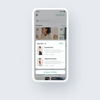 Cart Bottom Sheet bottom navigation bottom sheet carbon cart checkout design iphone x minimal minimalist navigation quick access shopping ui ux